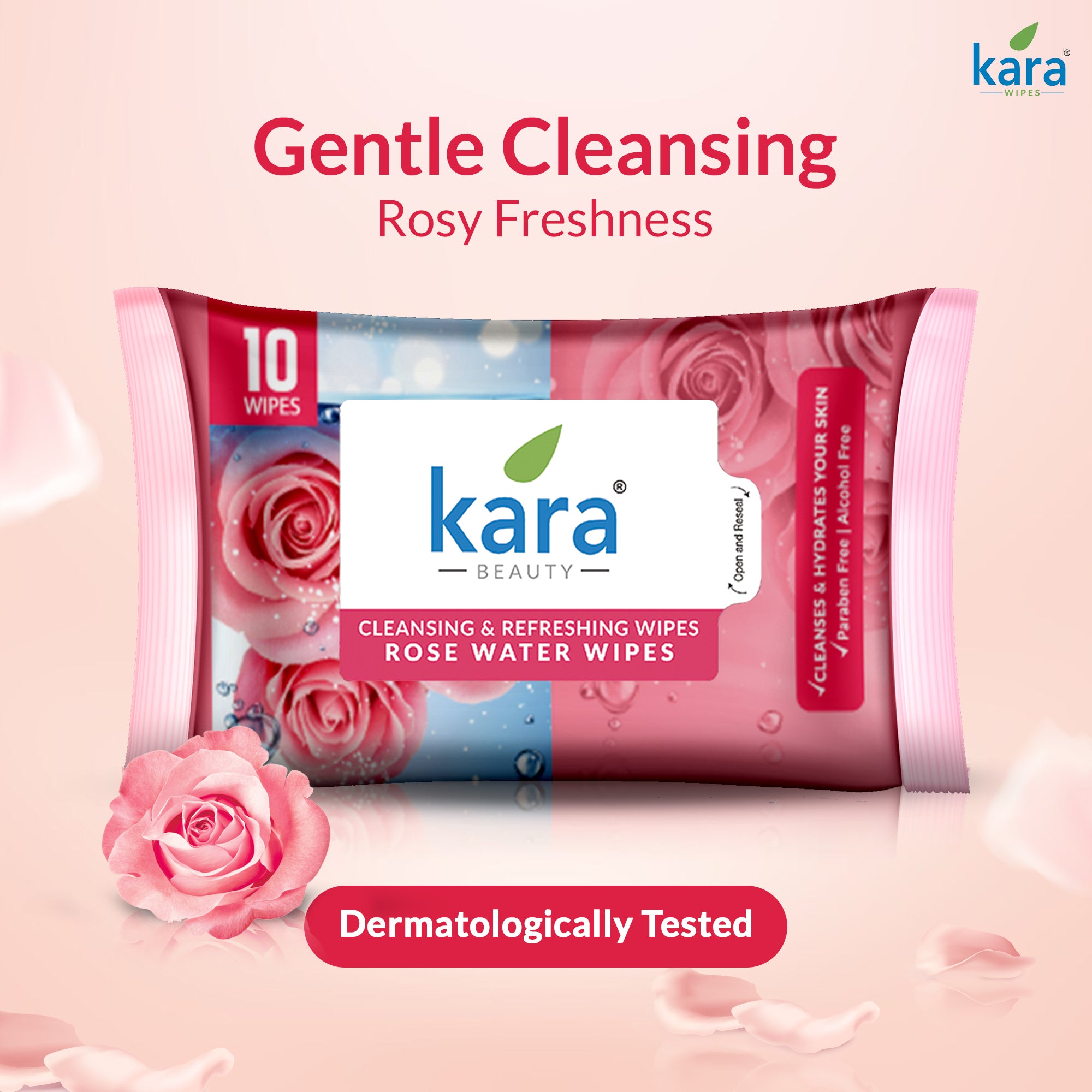 Rose Water Facial Wet Wipes 10 Pulls