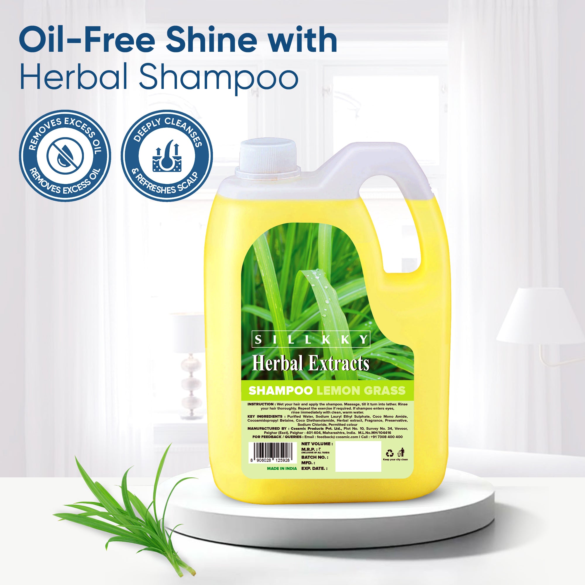 Herbal Extracts Lemon Grass Shampoo 5 Litre Refill Can