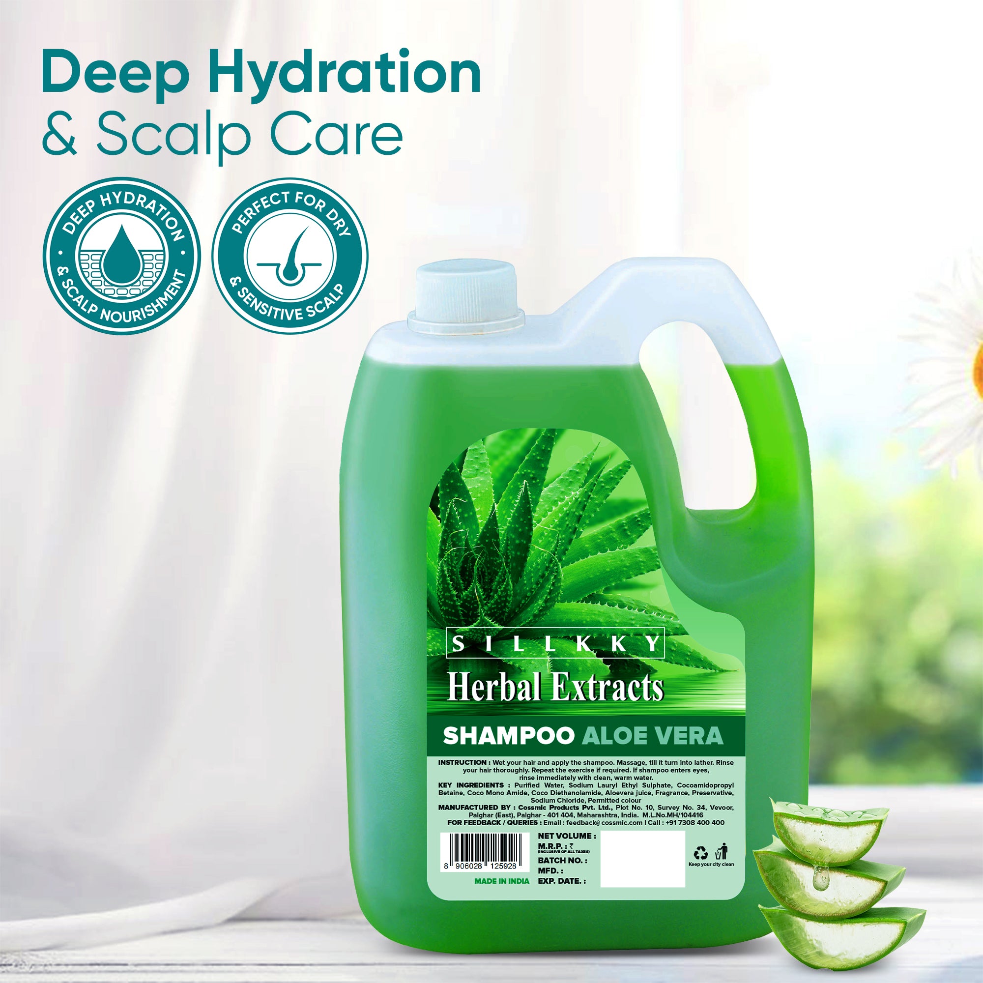 Herbal Extracts Aloe Vera Shampoo 5 Litre Refill Can