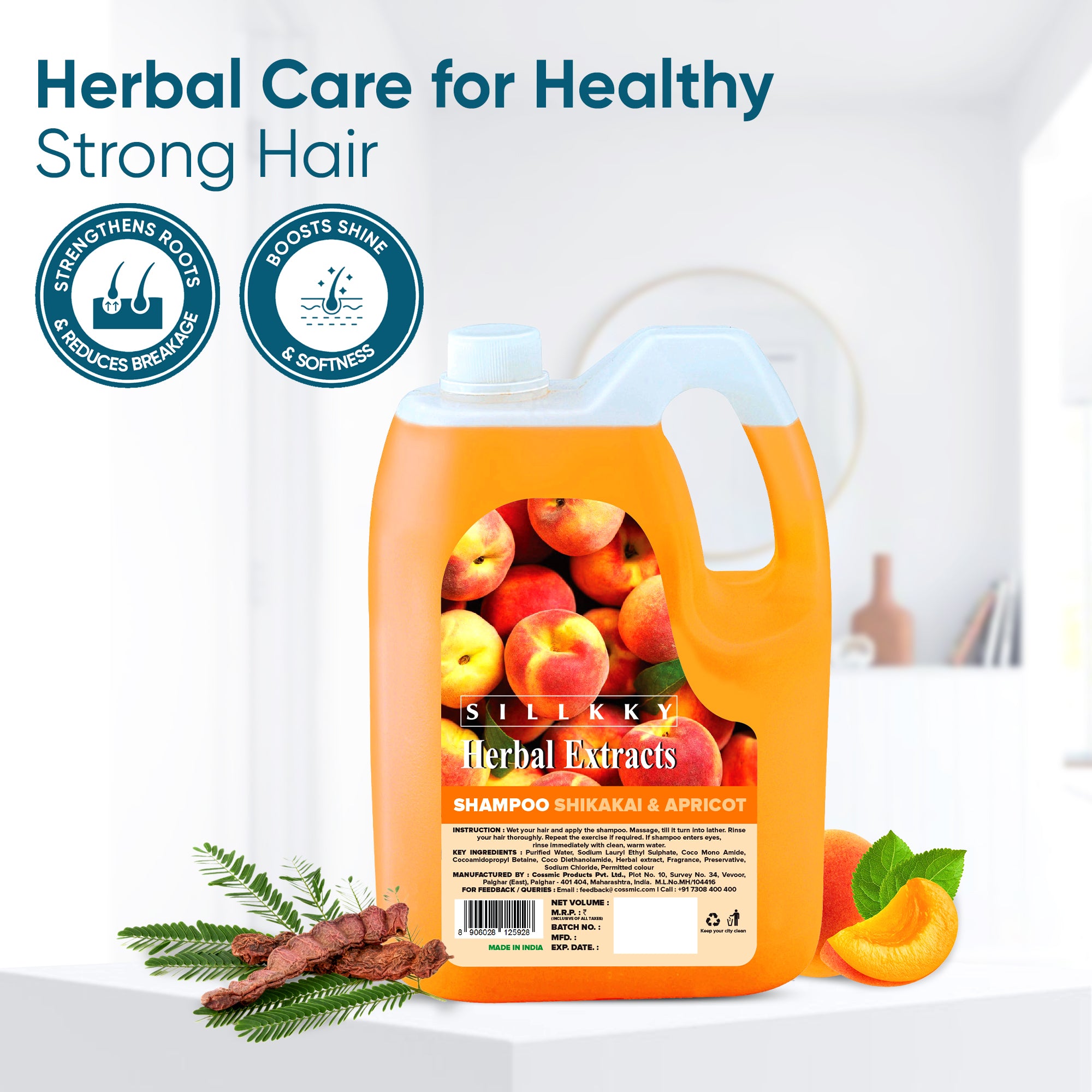 Herbal Extracts Shikakai & Apricot Shampoo 5 Litre Refill Can