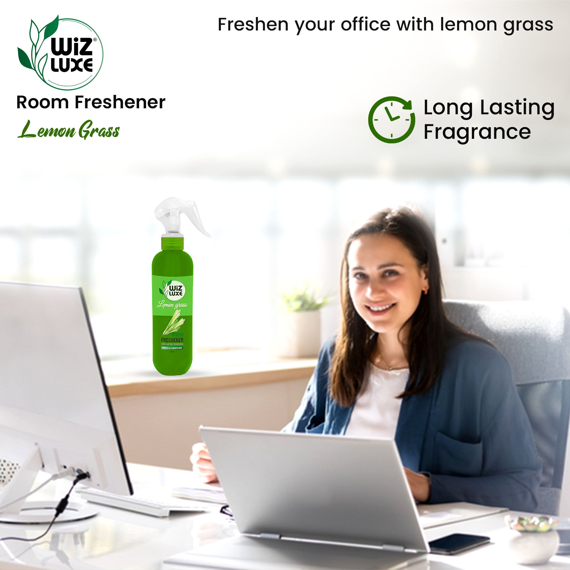 Room Freshener Lemon Grass 300ml Spray Bottle (Pack of 3)