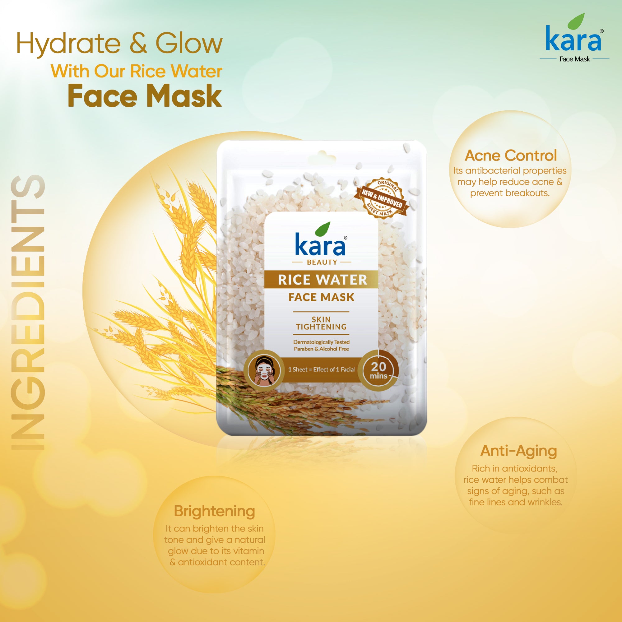 Face Mask Sheet Rice Water Skin Tightening 1 N