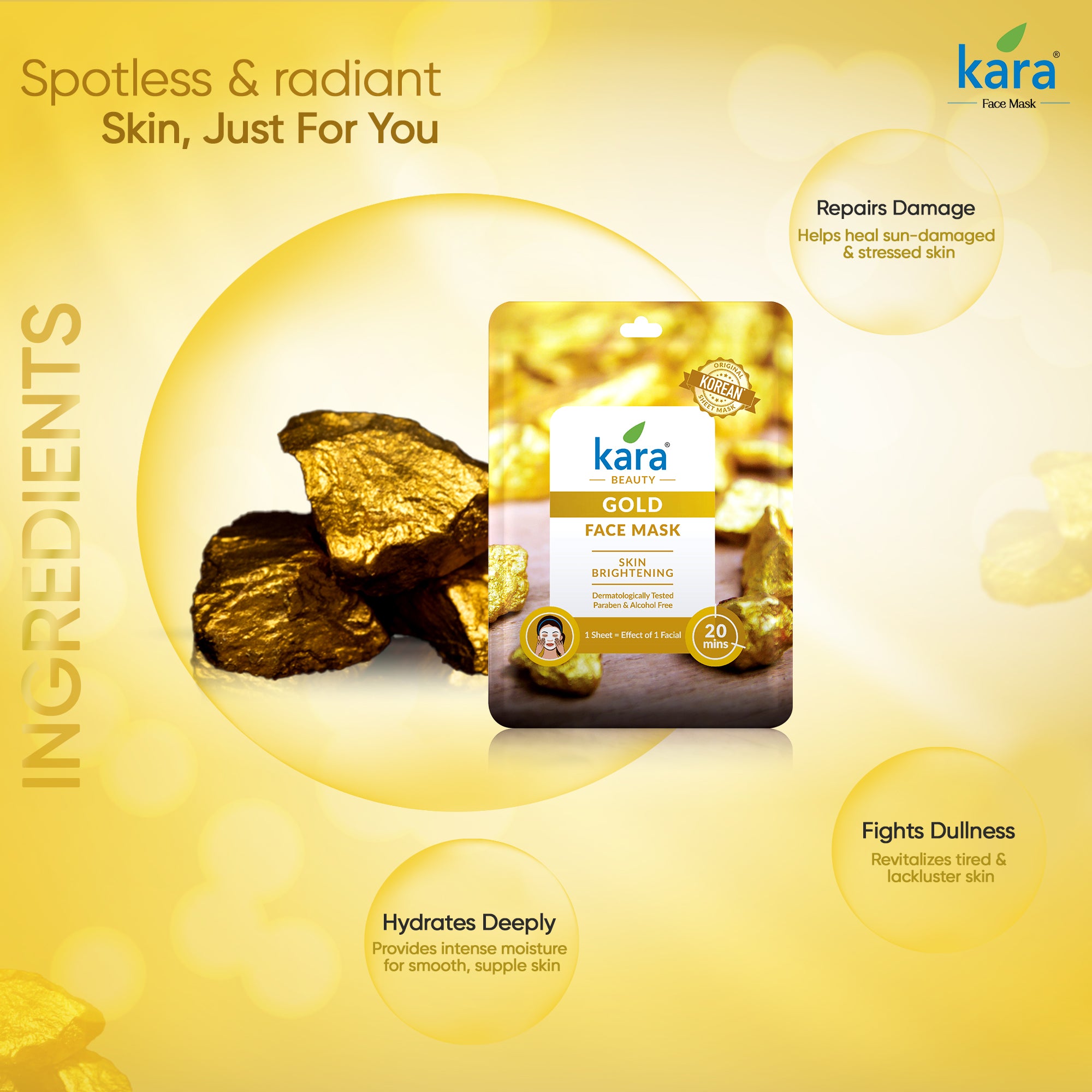 Face Mask Sheet Gold Skin Brightening 1 N