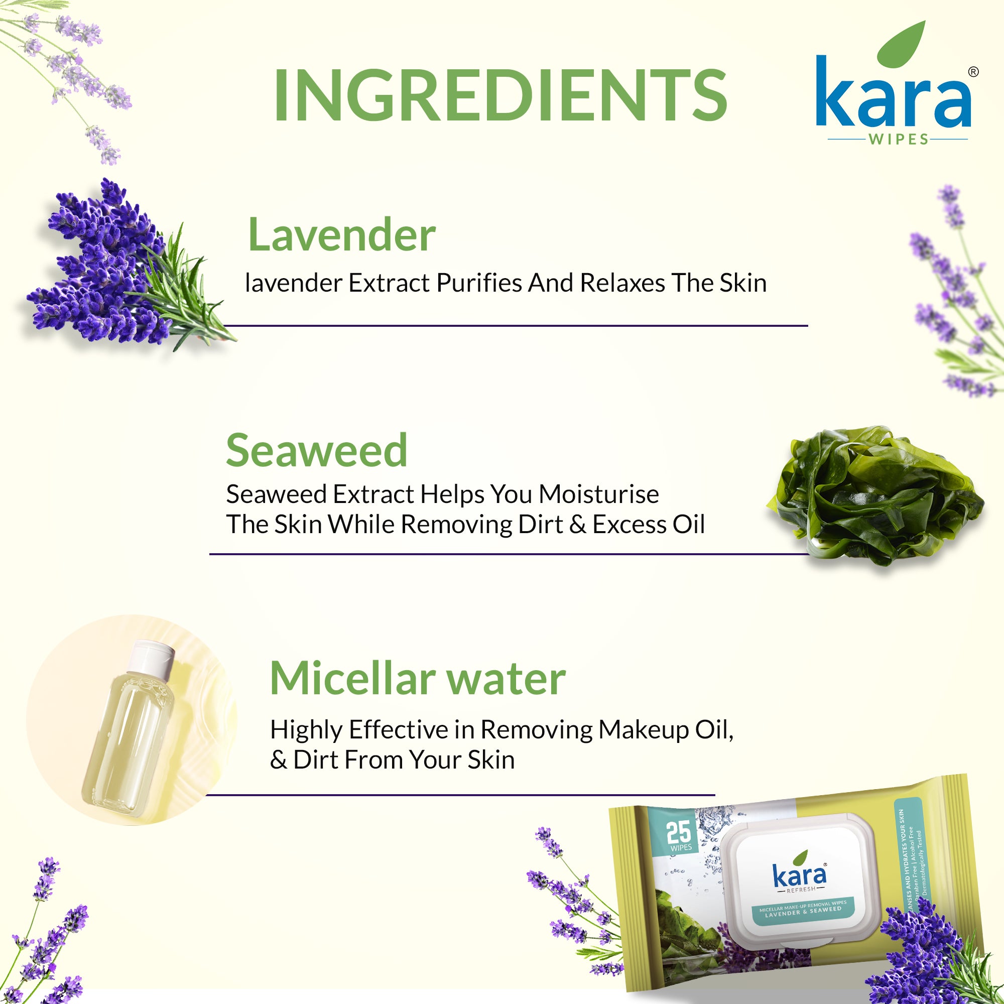 Lavender & Seaweed Makeup Removal Wipes 25 Pulls