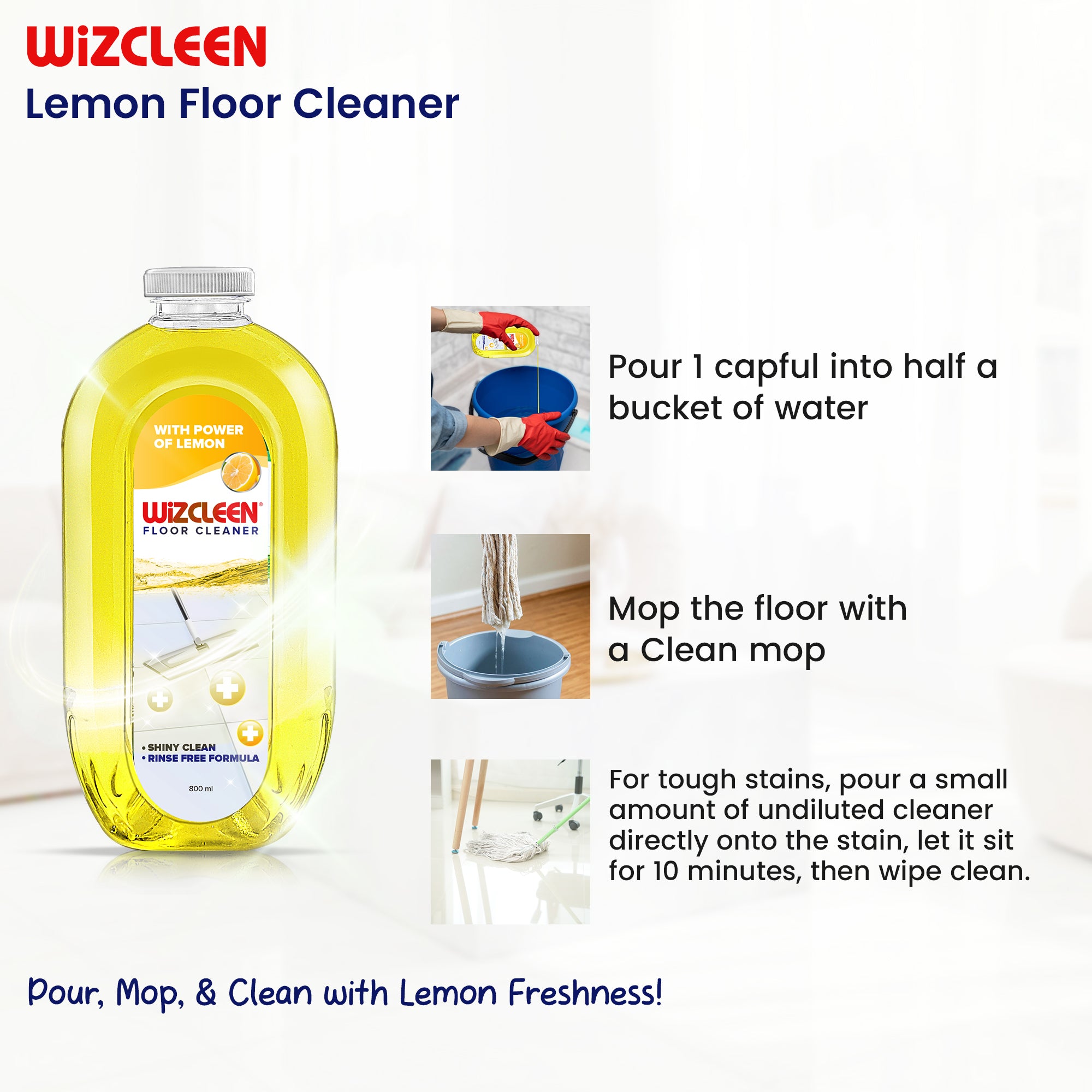 Floor Cleaner Lemon 800ml (Pack of 3)