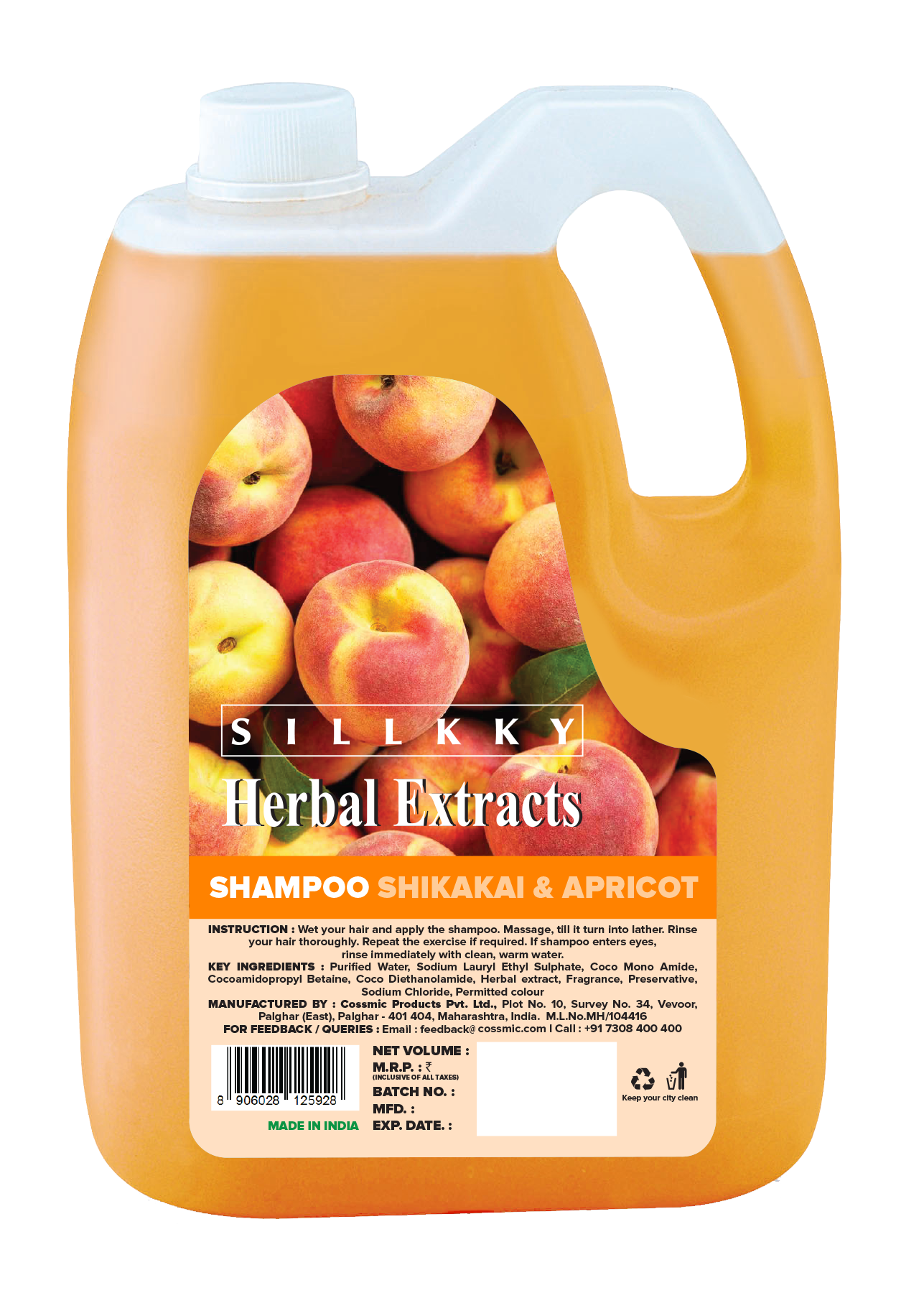 Herbal Extracts Shikakai & Apricot Shampoo 5 Litre Refill Can