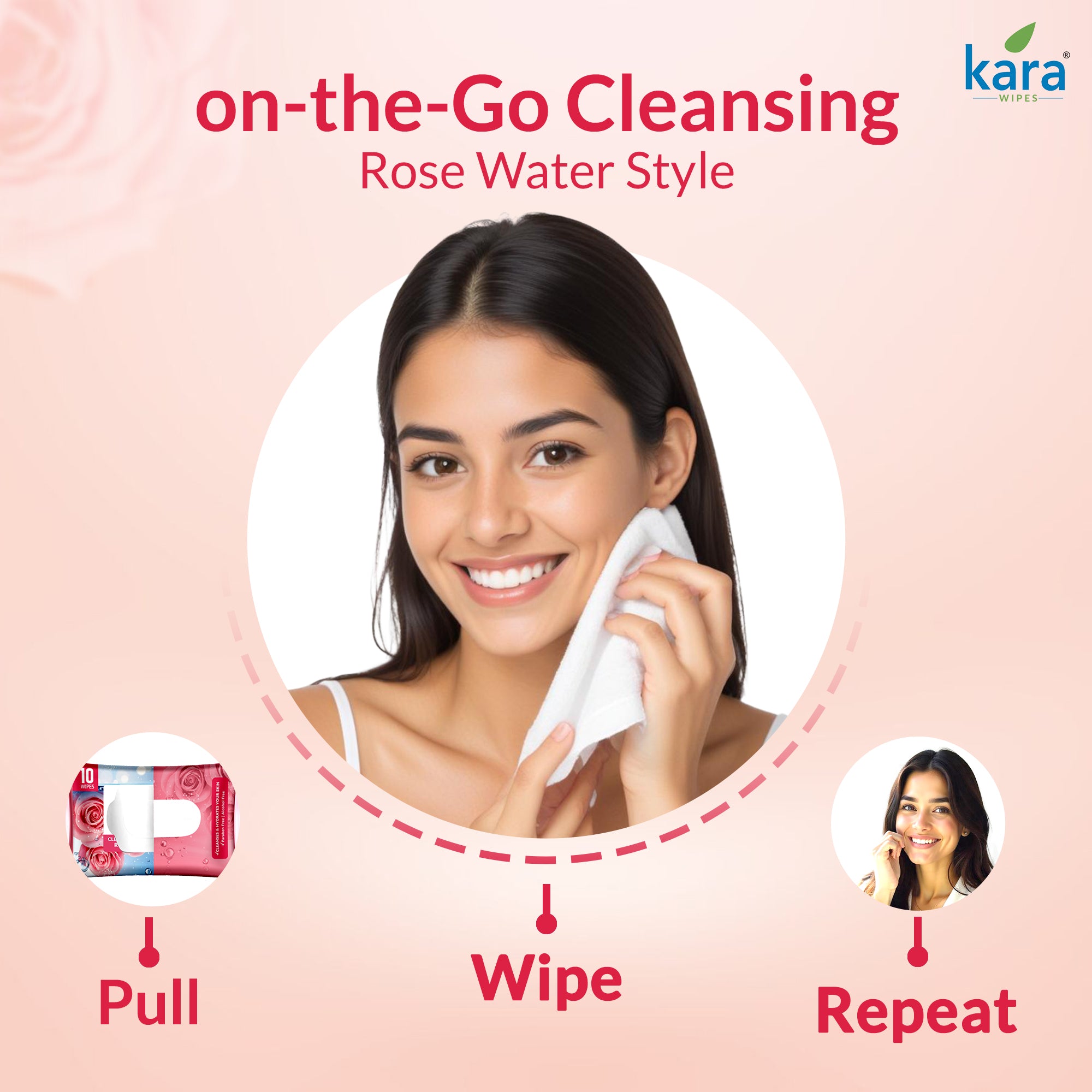 Rose Water Facial Wet Wipes 10 Pulls