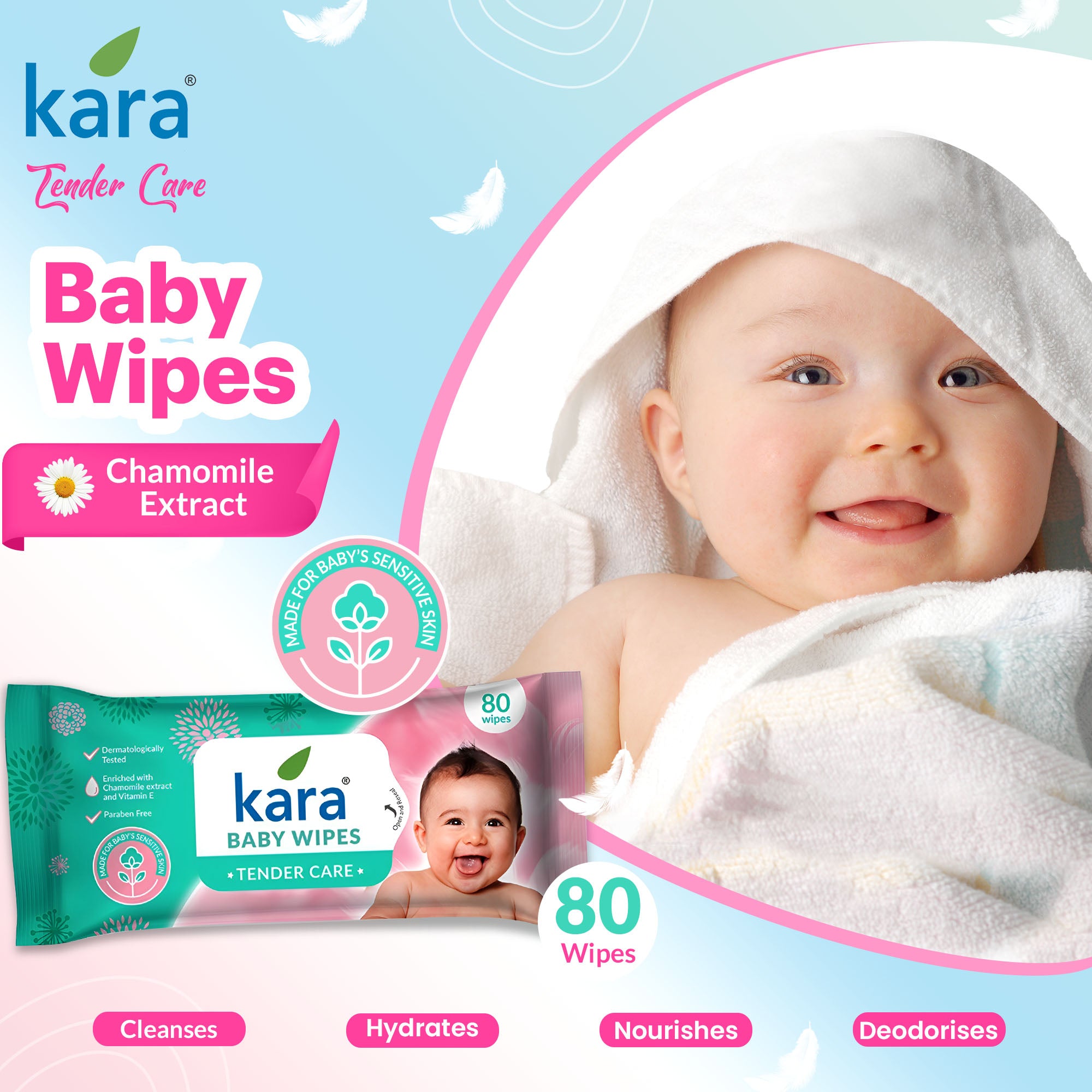 Baby Wipes 80 Pulls (Pack of 3)