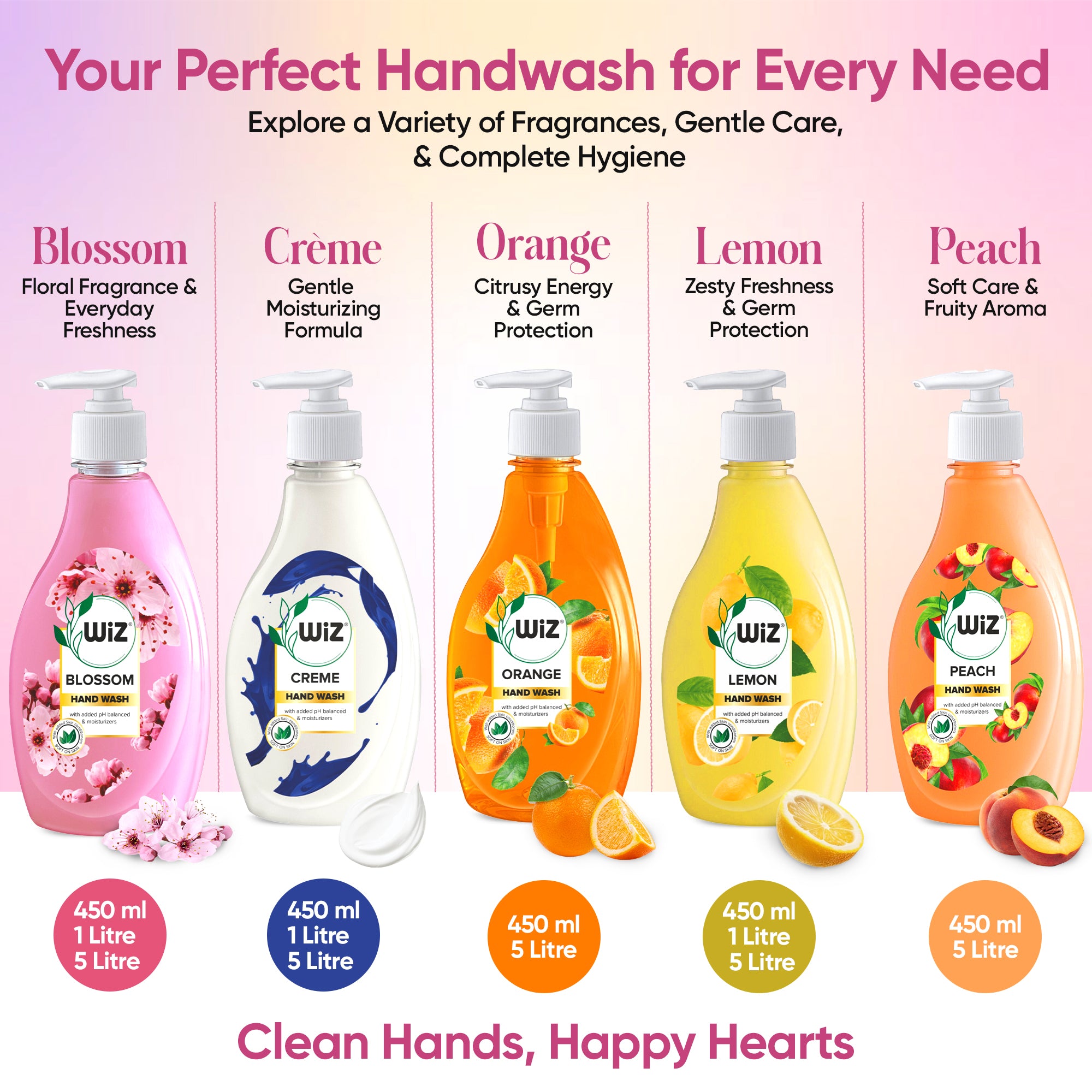 Hand Wash Peach 450ml Dispenser Bottle