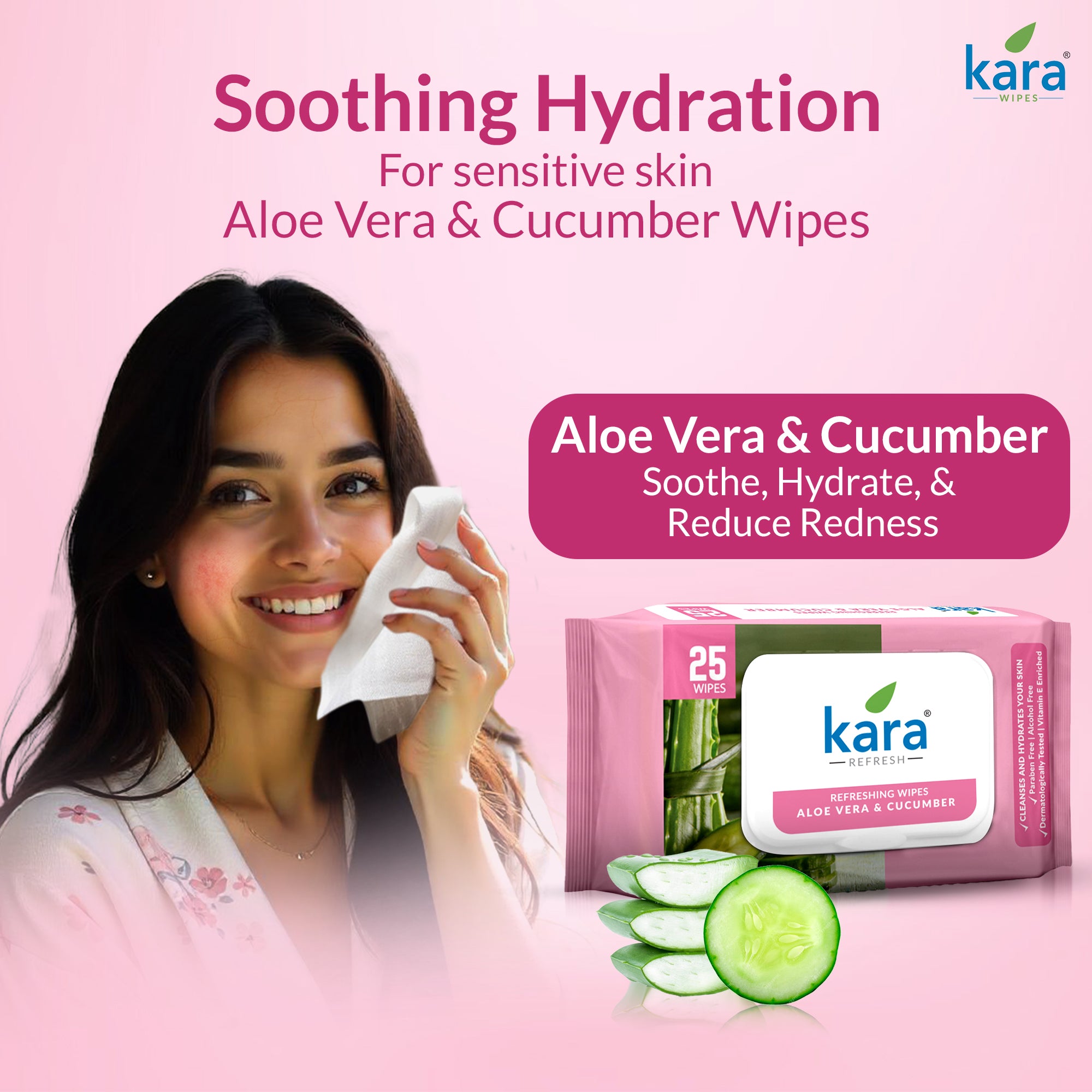 Aloe Vera & Cucumber Facial Wet Wipes 25 Pulls