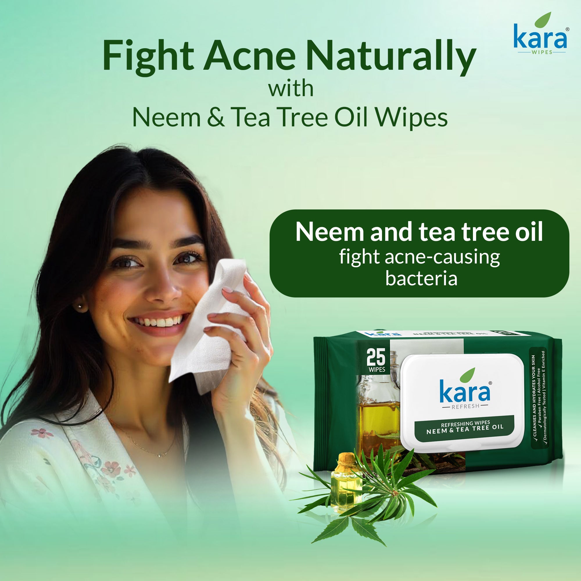 Neem & Tea Tree Oil Facial Wet Wipes 25 Pulls